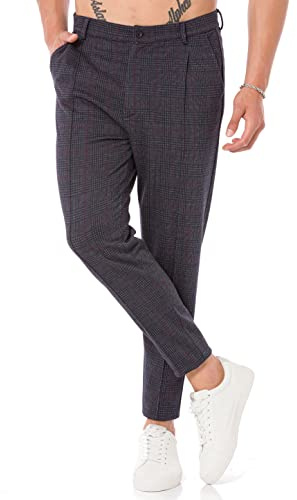 Redbridge Pantaloni da jogging da uomo in stile chino, pantaloni jogger, pantaloni per il tempo libero a quadretti, antracite., XL