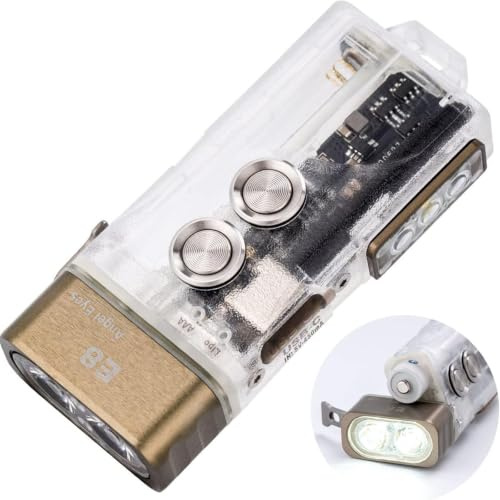 RovyVon E8 Dual Power EDC Flat Flashlight Rechargeable, Fits AAA Battery | 700 Lumen Small Bright Pocket Keychain Flashlight with UV/White/Red Sidelights, for Outdoor, Camping, Banknote Checking