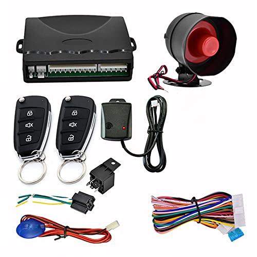 Lancoon Sistema de seguridad de alarma para coche, 110 dB, dispositivo antirrobo, entrada sin llave, kit de bloqueo central universal con caja de control de sensor de choque, 2 mandos a distancia de