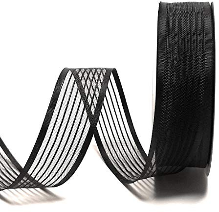 s.dekoda Trauerband 25m x 25mm Schwarz gestreift Dekoband Schleifenband Trauerschleife [6565]