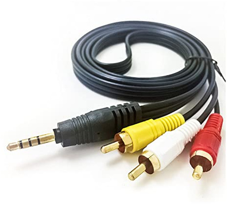 3 5mm jack audio cable 3.5mm Jack To 3 RCA Male Audio Video AV Cable AUX Stereo Cord 3RCA Standard Converter Wire for Speaker TV Box CD DVD Player Audio jack cable (Color : Noir, Size : 1.5m)