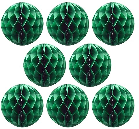 Ruidee 8 Stück Papier Wabenbälle 20cm Honeycomb Balls Pompons aus Seidenpapier Wabenpapier Papierkugeln Hängende Dekoration für Party Hochzeit Geburtstag (8in/Green)