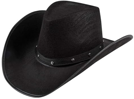 TrendandStylez Cowboyhut schwarz, Sheriff, Filzhut Wilder Westen für Damen und Herren, JGA, Mottoparty, Fasching Karneval