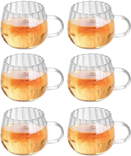 FZQBEY Halloween Kürbis Tasse, 400ml Glas-Kaffeetassen Halloween Kürbis-Förmige Glasbecher Mit Griff Klare Getränke Lustige Herbstbecher Kaffeetasse für Halloween Thanksgiving Christmas