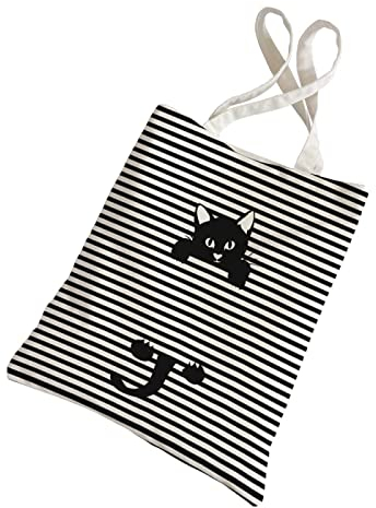 Jutebeutel Nette Katze Tote Bag Baumwolle und Hanf Stoffbeutel Große Kapazität Stofftasche Faltbar Jutetasche Langlebig Baumwolltasche Bedruckt Stoffbeutel zum Bemalen Waschbar 30x40cm/1 Pcs