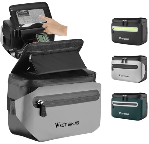 XIQI Fahrrad Lenkertasche, Fahrradtasche Lenker mit Lenkeradapter, 3-in-1 Fahrrad Tasche Vorne, Lenkertasche Ebike mit Regenschutz, Handyhalterung, Abnehmbar Schultergurt