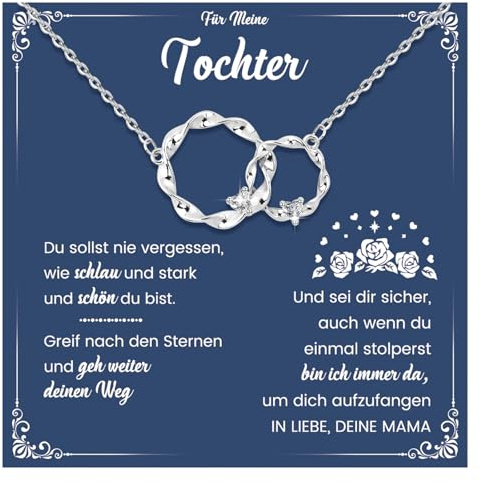 CheersLife Mutter Tochter Geschenk Kette Mädchen Geschenk für Mädchen Damen | Weihnachten Geburtstagsgeschenk für Tochter - Glück Amulet Schildkröte Herz Halskette
