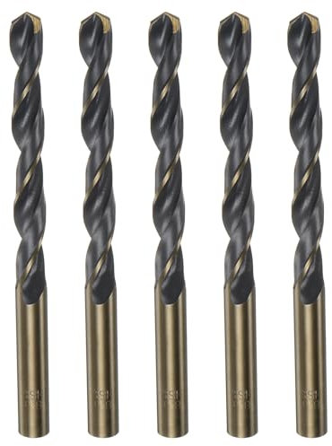 sourcing map 5pcs Jobber Drill Bits 8.5mm (11/32) Black Nitride & Gold Titanium Coated High Speed Steel (HSS) 4341 Twist Drill Bits for Stainless Steel Copper Aluminum Alloy Metal