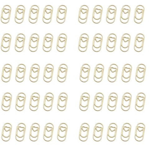 Büroklammern,50 Stück Büroklammern Herz,Büroklammern Set Klein Büroklammer Oval Motiv für Büro, Klassenzimmer, Aktenklammer(Gold)