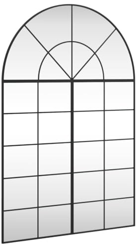 vidaXL Wandspiegel, Hängend Gewölbt Spiegel Badspiegel, Fensterspiegel für Badezimmer Wohnzimmer, Dekospiegel Flurspiegel, Schwarz Eisen