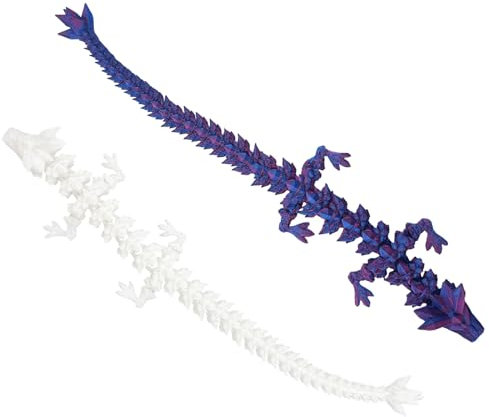 Vordpe 2 Pezzi Giocattolo 3D Drago Figurina, Stampato 3D, Figure Laser per Bambini, Drago di Cristallo Misterioso
