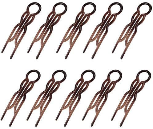 MYHOGOOD 10Pcs Hair Pins, Simple Spiral Fast Hairpin French Hair Pins for Buns, U Shaped Hair Grips Brown Bun Pins for Women and Girls Hair Styling