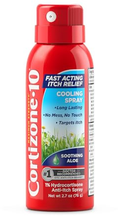 Cortizone 10 Maximum Strength Soothing Aloe Itch Relief Cooling Spray, 1% Hydrocortisone, Fast-Acting, Anti-Itch Spray for Bug Bites, Rash, Eczema, Psoriasis, Poison Ivy, Oak, Sumac, 2.7 oz