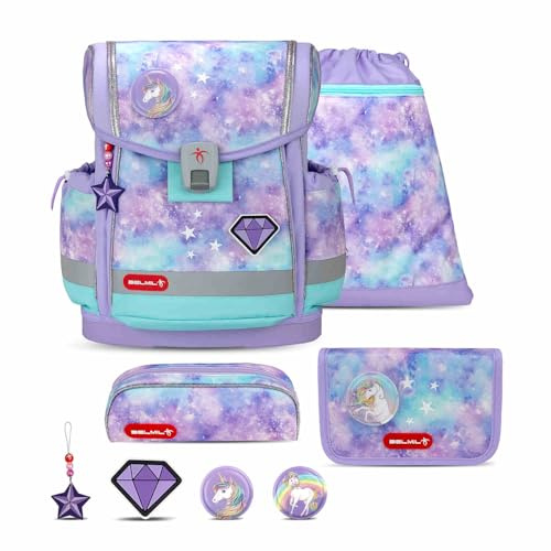 Belmil Classy Plus Schulranzen Set 5-teilig mit Brustgurt (405-78/AG/S) (Diamond Unicorn)
