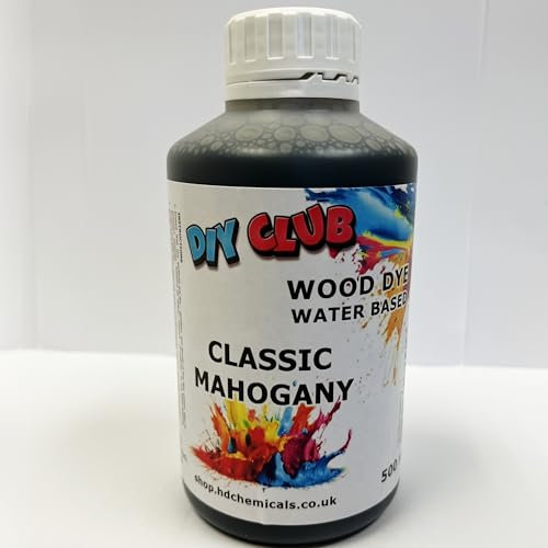 Water-Based Wood Dye, Wood Stain 500ml, 1000ml. Eco-Friendly, Non-Toxic, for DIY Interior Projects, Quick Dry, Furniture.Black, Red, Green, Blue, Pine, Oak, Brown, Mahogany, (Classic Mahogany, 500ml)
