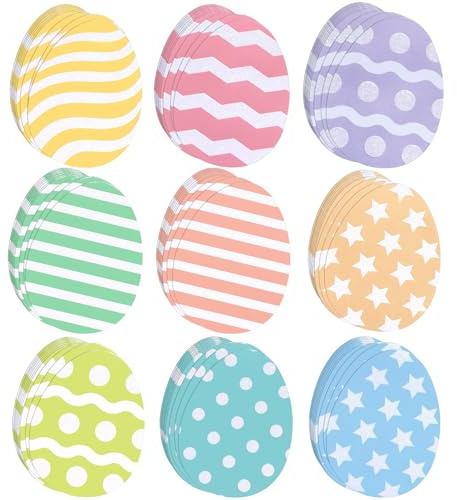 Moinchore 90 Pcs Easter Mini Egg Cut-Out Set Small Paper Egg Cut Outs Various Styles Glitter Egg Shape Easter Bulletin Board Decoration DIY Craft for Holiday Hunt Game Party Supplies Gift (5 Inches)