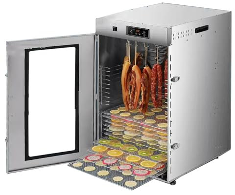 Commercial Large Food Dehydrator, Stainless Steel Biltong Maker, 800W with 195℉ Temp Control for Jerky, Beef, Chicken, Efficient Drying for Home Use