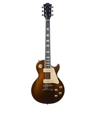 EKO GUITARS - Guitare Électrique LS-400, Corps en Paulownia, Manche en Érable, Touche en Laurier, 2 Micros P-90, Chevalet Tune-O-Matic, 22 Frettes, Diapason 630 mm, Couleur Or