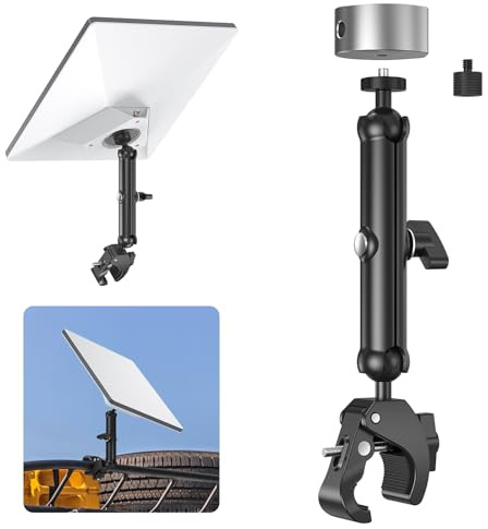 EDUP® Starlink Mini Kit de Montaje Ajustable para Antena Mini 2025/2026 | Poste de Aluminio con Adaptador de Trípode y Abrazadera Regulable, Roscas 1/4-20 y 3/8-16 para RV, Cámper, Techo, Balcón
