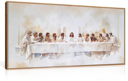 KAIRNE Gerahmtes Leinwand-Wandkunst-Set, Motiv: Jesus Letztes Abendmahl, christlicher Zwölf Apostel, Wanddekoration, Bibel-Renaissance, religiöser Bild, Kunstdruck für Wohnzimmer, Schlafzimmer, Kirche