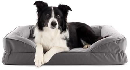 Lumaland orthopädisches Hundebett Outdoor & Indoor | ergonomisches Hundesofa 90x65 cm - ideal für mittelgroße Hunde | Boden rutschfest | Füllung und Bezug waschbar | Hundekörbchen wasserfest