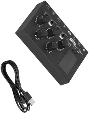 4 Canali Stereo Sound Mixer Piccolo Canale Singolo 6.35mm/3.5mm Sostituzione Per Studio Live Streaming Suono Live Con LED Meter