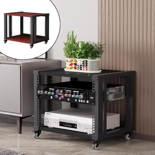 Soporte Audiovisual de 4 Niveles con Ruedas, para proyector, PS5, Consolas de Videojuegos, DVD y Tocadiscos, Mueble estéreo HiFi (Nogal, 2 Niveles, 46 cm/18)