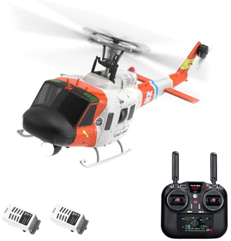 NULA YUXIANG F07S UH-1D Huey RC Hubschrauber mit LED-Beleuchtung, 6CH 6G 1:34 Ferngesteuertes Flugzeug Brushless-Motor optische Flusspositionierung– für RC-Piloten
