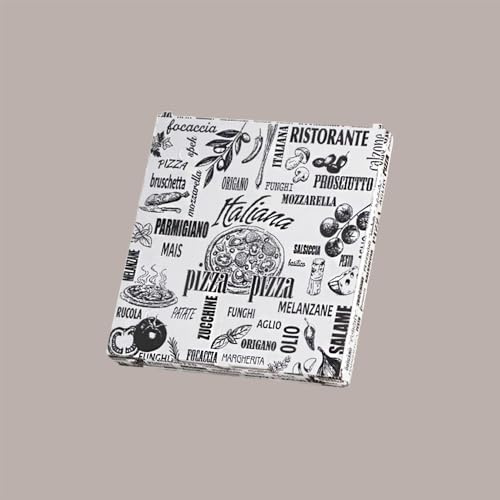 Lucgel Pizzaschachteln für den Sport, weiß, Vintage, 33 x 33 x 3 cm, 25 Stück | Weißer Karton, Vintage-Stil