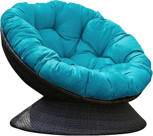 Cómoda silla redonda – Silla de algodón esponjoso en forma de cuenco para interiores y exteriores, silla gruesa de luna, cómoda hamaca colgante de 120 cm, azul, perfecta para relajarse