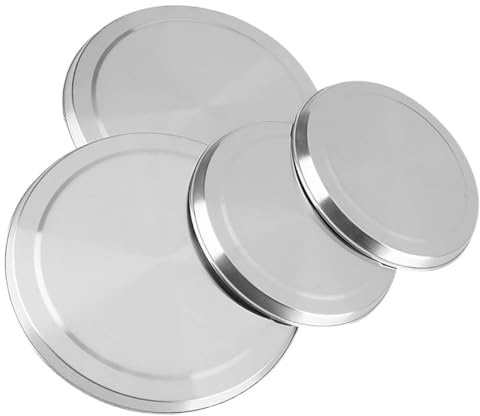 OATIPHO Couvercles Ronds Protection la Cuisine Moderne Argenté Lot de 4 en Acier Inoxydable Facile à Nettoyer, Maximisation D'espace pour Brûleurs de Cuisinière Électrique