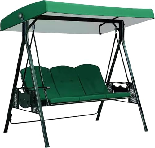 Hollywoodschaukel Ersatzdach Dachbezug 191x120cm Wasserdichtes UV-Schutz Sonnendach mit PA-Beschichtung für 2-3 Sitzer Gartenschaukel Garten Terrasse(Green)