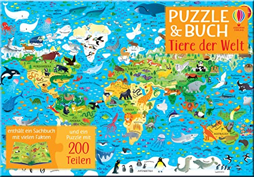 Puzzle & Buch: Tiere der Welt: Puzzle und Tierwissen kombiniert – ab 5 Jahren (Puzzle-und-Buch-Reihe)