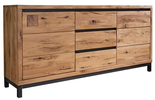 MASSIVMOEBEL24.DE Sideboard Wildeiche Natur geölt VILLANDERS #109 | 175x45x85 cm (BxTxH) 107 kg Modern montiert vollmassiv