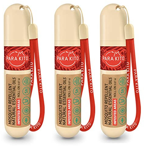 PARAKITO Roll-on Gel Mosquito Repellent for Kids & Adults | w/Citronella Oil | Travel Size Insect Repellent for Hiking & Camping Accessories | DEET-Free Protection (0.67 oz) 3 Pack