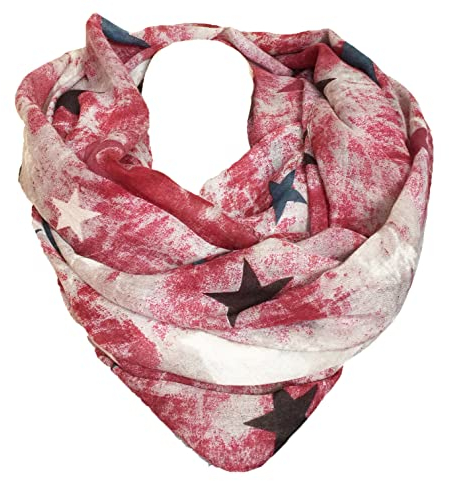 Fashion Star STERN LOOP Farbverlauf Rundschal Schlauchschal Stola Schal (Rot)