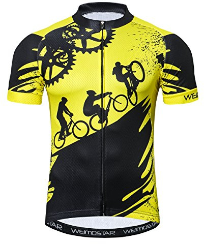 weimostar cykeltröja män cykelkläder cykeltröja topp MTB jersey kortärmad sommar Gul a M = Chest 34.5-37