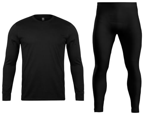 Orbiz Men’s Thermal Underwear Set - Heat-Retaining Long Sleeve Top & Bottoms, Base Layer for Outdoor Activities, Ultimate Warmth Perfect for Winter & Cold Weather (Medium, Black)