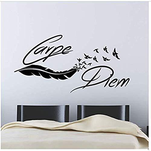 JWJQTLD Etiqueta De La Pared，Carpe Diem Plumas Decoradas Vinilo Adhesivo para Pared Dormitorio Salón Decoracion O Cualquier Superficie Lisa
