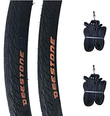 2 Reifen + 2 Schläuche 700 x 25C (25-622) Deestone On Off Road, Corsa, Gravel Bike D839 schwarz | Straßenreifen aus Gummi Fahrrad