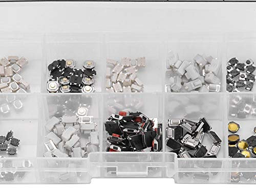 Botón pulsador táctil, botón táctil, 250 piezas surtido de microinterruptor de botón pulsador táctil para llave de control remoto de coche con caja