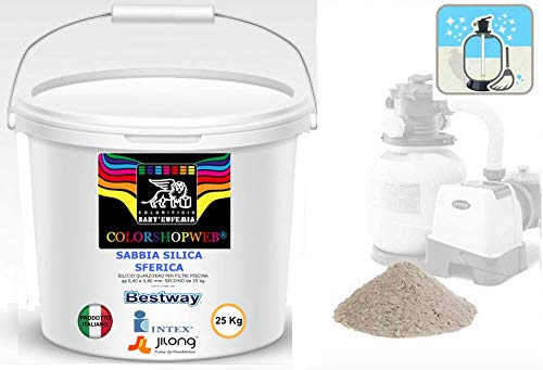 Sabbia Filtrante SILICEA QUARZO per Piscina - Comodo Secchio da 25 kg COMPATIBILE POMPE JILONG BESTWAY INTEX