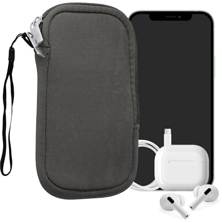 kwmobile Handytasche für Smartphones L - 6,5 - Neopren Handy Hülle Stone Dust - Handy Tasche 16,5 x 8,9 cm Innenmaße