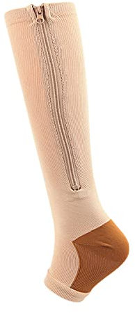 TMXK 3 Paia Calza Elastica Zip Compressione con Cerniera Punta Aperta Supporto per Le Gambe Gambaletto a Sox Calzino per Uomo e Donne