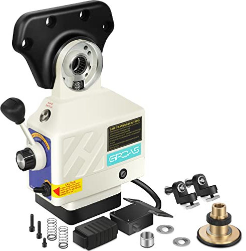 GPOAS Power Feed X-Axis for Milling Machine 450 in-lb Torque, 0-200RPM Table Milling Machine Power Feed 110V,for Bridgeport and Some Knee Type Mills with a 5/8 Diameter Shaft on the End