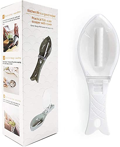 MAXPERKX Fish Scale Scaler Remover Cleaning Brush White- Plastic Fish Scraper Remover Cleaner Kitchen Cooking Descaler Tools Fast Scales Peeling Easy to Remove Shave Peel Fish Skin Effortless