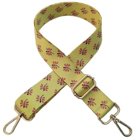 Verstellbarer 3.8CM Schultergurt, Blumen Muster Taschengurt Schulterriemen für Taschen Handtaschen mit Karabiner in Farbe Gold Ersatzgürtel Taschengurt für Damen Herren,Mädchen DIY Zubehör,Gelb
