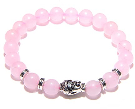 8 mm kungligt blå tigeröga armband män silverfärg Buddha-huvud berlock armband kvinnor amulett vinatge gul sten pärlor pulsera, rosa kvarts 2,19 cm