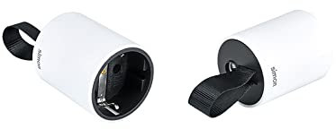 SIMON - Base Móvil con Salida Frontal, Clavija de Enchufe Hembra 16A 250 V, con Toma Tierra y Sistema Easy-Pull, Ideal para Espacios Reducidos y Detrás de Muebles, Color Blanco y Negro