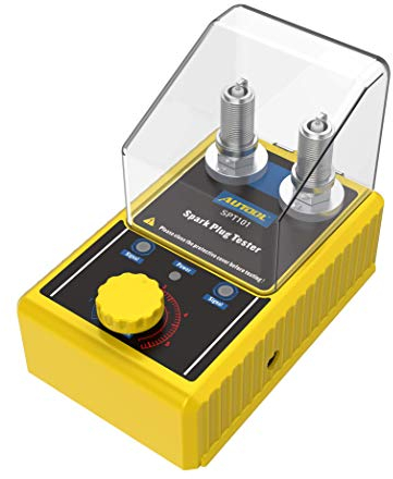AUTOOL SPT101 Car Spark Plug Tester, Automotive Engine Ignition Plug Analyzer with Protective Cover, 0 to 6000rpm, Double Hole 12MM Spark Plug Socket